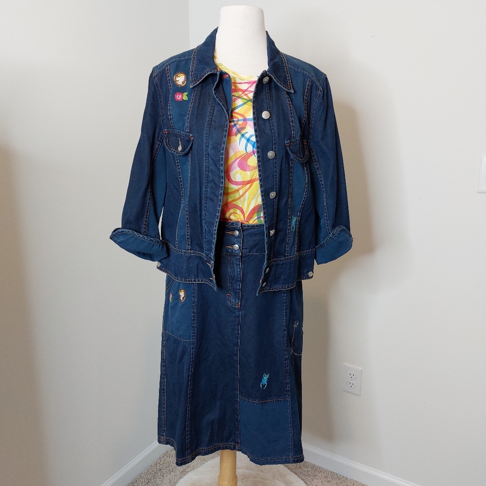Oilily embroidered denim jacket size 42/12